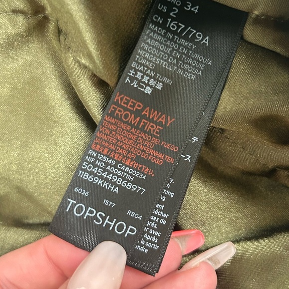 Topshop green bomber jacket women’s size 2 - Picture 2 of 9
